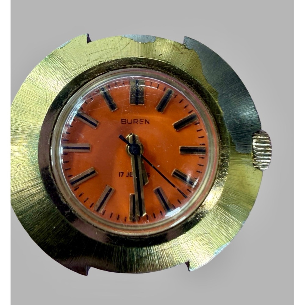 Vintage Buren 17 Jewels Swiss Mechanical Watch Non-Running For Repair